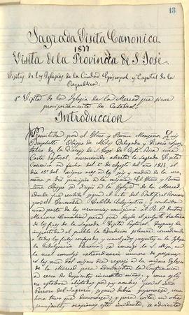 Libro de Visitas Pastorales número 2: Visitas de Domingo Rivas, Vicario Capitular (1872), Luis Bruschetti, Vicario Apostólico (1877 - 1878), y Bernardo Augusto Thiel, II Obispo de  San José (1880- 1881)