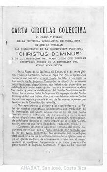 Circulares colectivas del episcopado costarricense (1953-1959)
