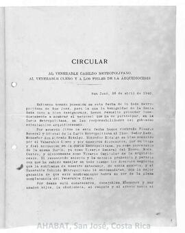 Circulares de Monseñor Víctor Manuel Sanabria Martínez, II Arzobispo de San José