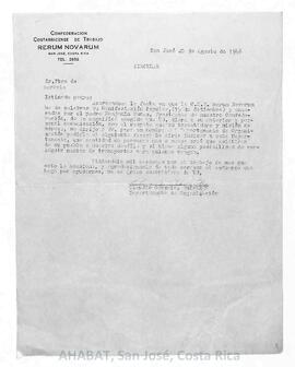 Circular de la Confederación Costarricense de Trabajo Rerum Novarum