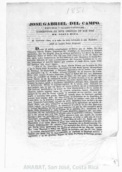 Circular de José Gabriel del Campo, Vicario Capitular de la Diócesis de San José