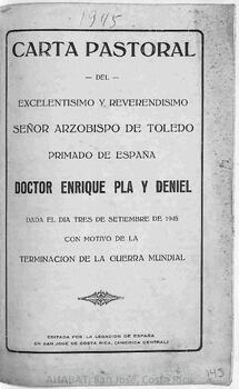 Carta pastoral de Enrique Pla Deniel, arzobispo de Toledo, con motivo del fin de la II Guerra Mundial