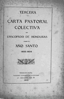 Tercera carta pastoral colectiva del episcopado de Honduras sobre el Año Santo 1933-1934