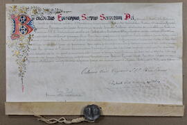 Bula de Benedicto XV comunicando a Monseñor Rafael Otón Castro el nombramiento de Antonio Monestel como obispo de Alajuela