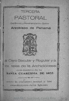 Tercera pastoral de Juan José Máiztegui Besoitaiturria, arzobispo de Panamá, con motivo de la Cuaresma de 1935