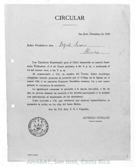 Circulares de Alfredo Hidalgo, Vicario General de la Curia Metropolitana de San José