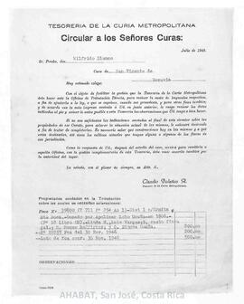 Circular de la Tesorería de la Curia Metropolitana