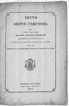 Sexta carta pastoral de Monseñor Agustín Hombach, arzobispo de Tegucigalpa y administrador apostólico de Copán, sobre los peligros de la literatura sensual, el teatro y la moda
