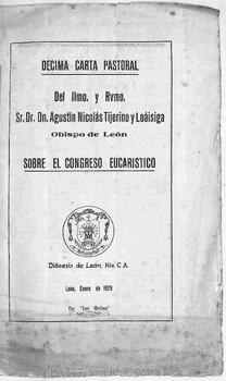 Décima carta pastoral de Agustín Nicolás Tijerino Loáisiga, obispo de León, sobre el congreso eucarístico