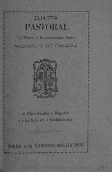 Cuarta pastoral de Juan José Máiztegui, arzobispo de Panamá, sobre los deberes religiosos