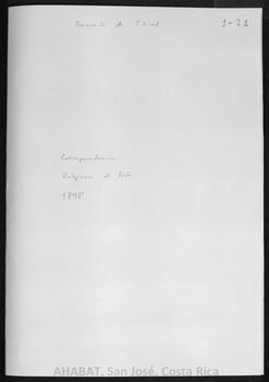 Correspondencia recibida por Bernardo Augusto Thiel de religiosas (1898)