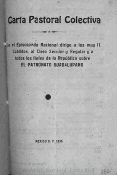 Carta pastoral colectiva del episcopado de México sobre el patronato guadalupano