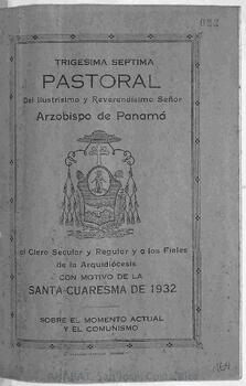 Trigésima séptima pastoral de Guillermo Rojas Arrieta con motivo de la Cuaresma de 1932